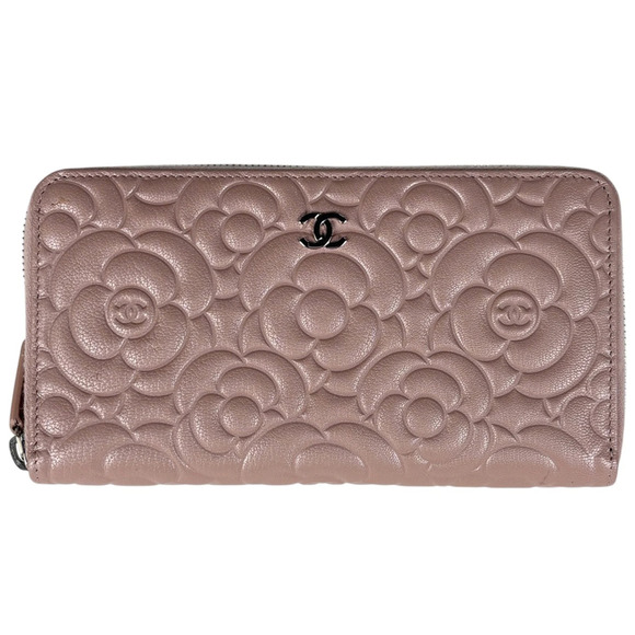 CHANEL Handbags - CHANEL Pink Leather Logo Wallet